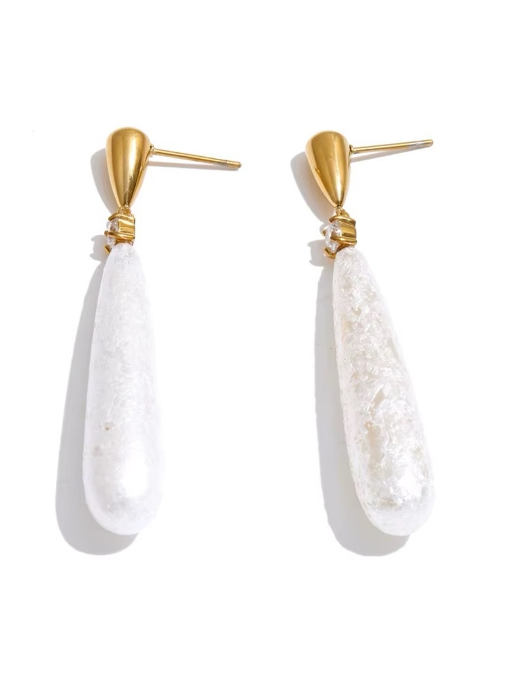 Gold and White Pearl Drop Earrings - Women's Fashion Jewelry